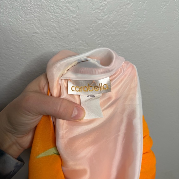 Carabella Y2K 2000s Floral Orange Dress fairy sz M - Picture 3 of 7